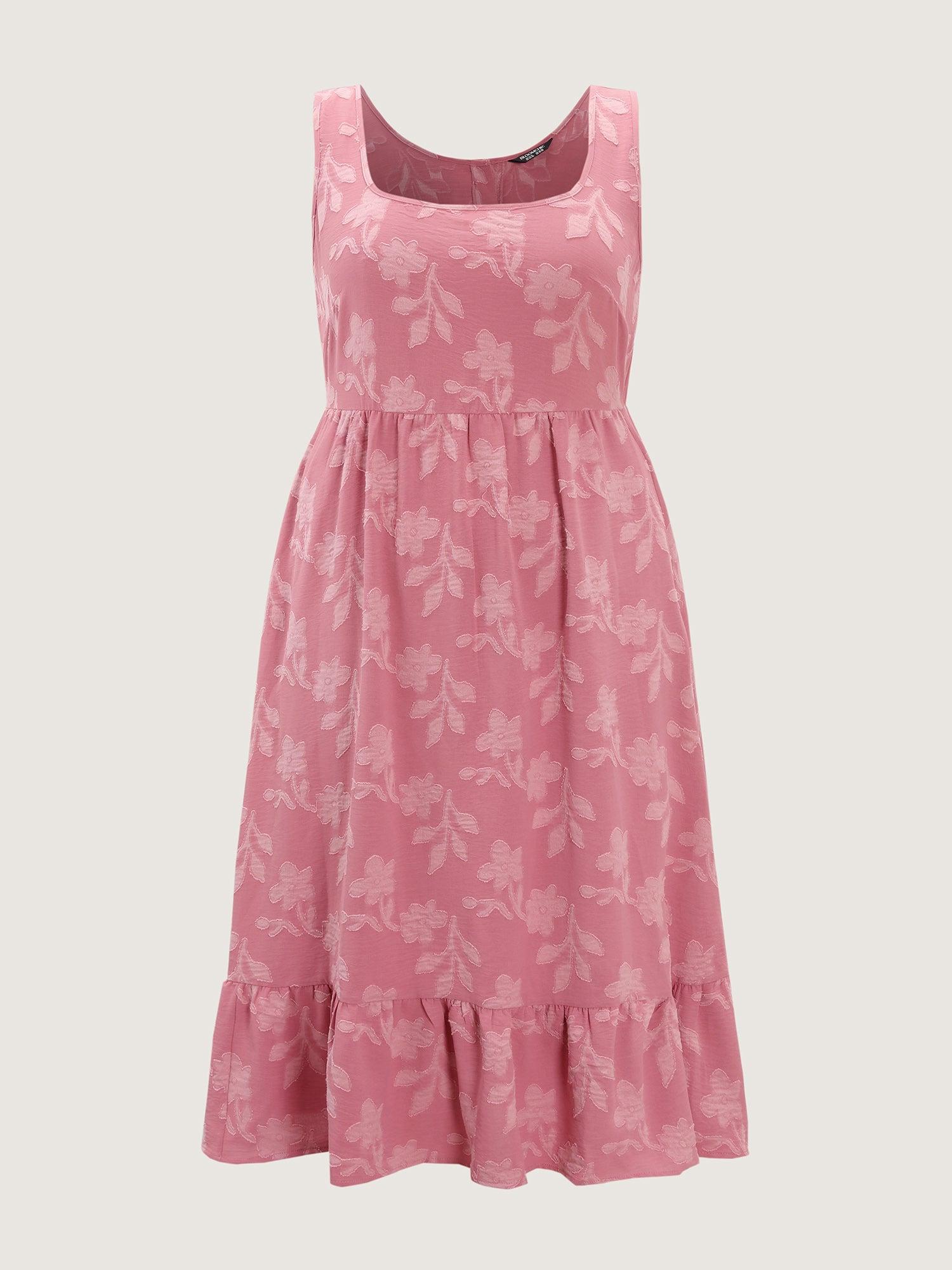 Soft Floral Pattern Ruffled Hem Midi Dress Female Product Image