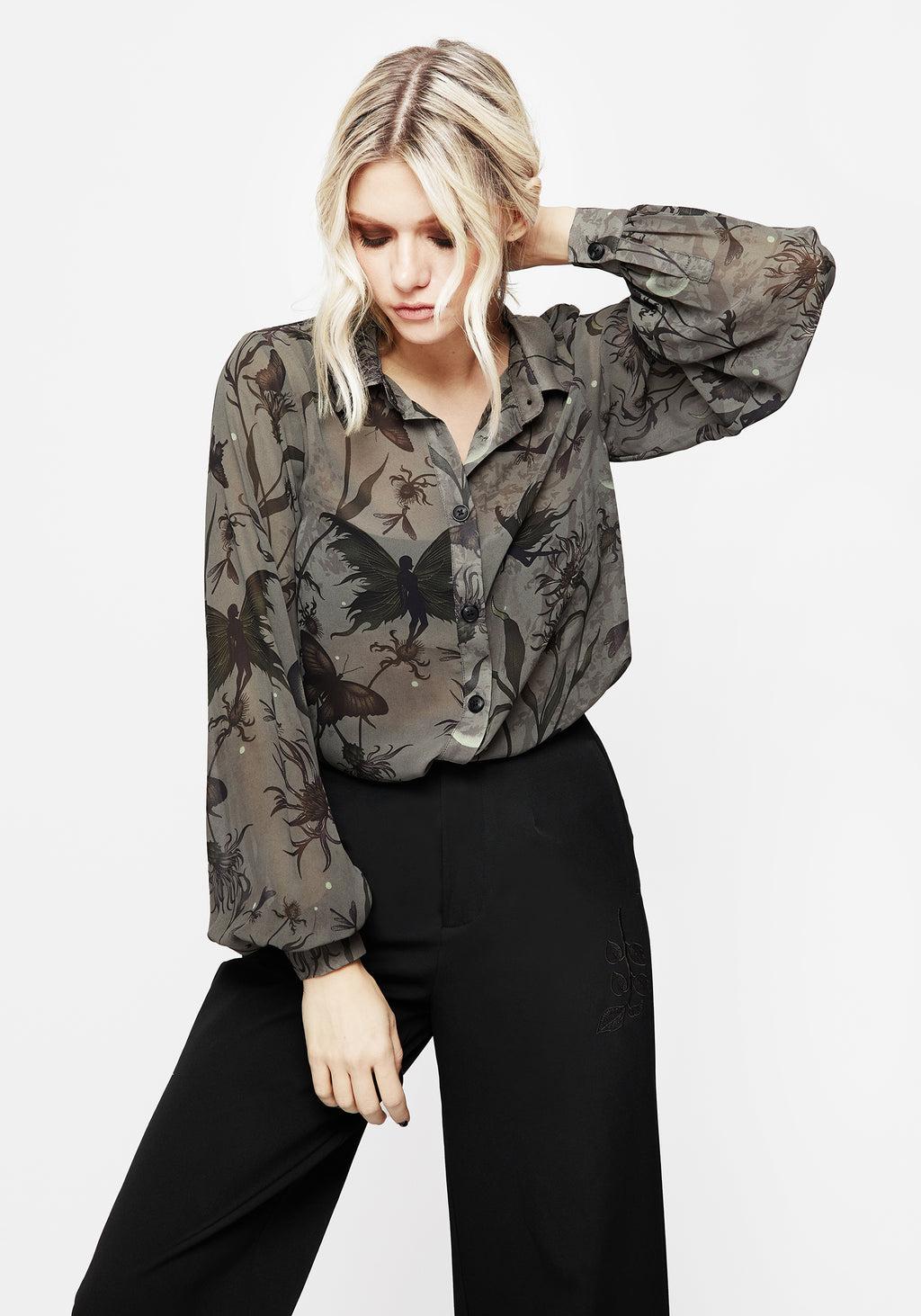 Gloriana Floral Print Chiffon Shirt Product Image