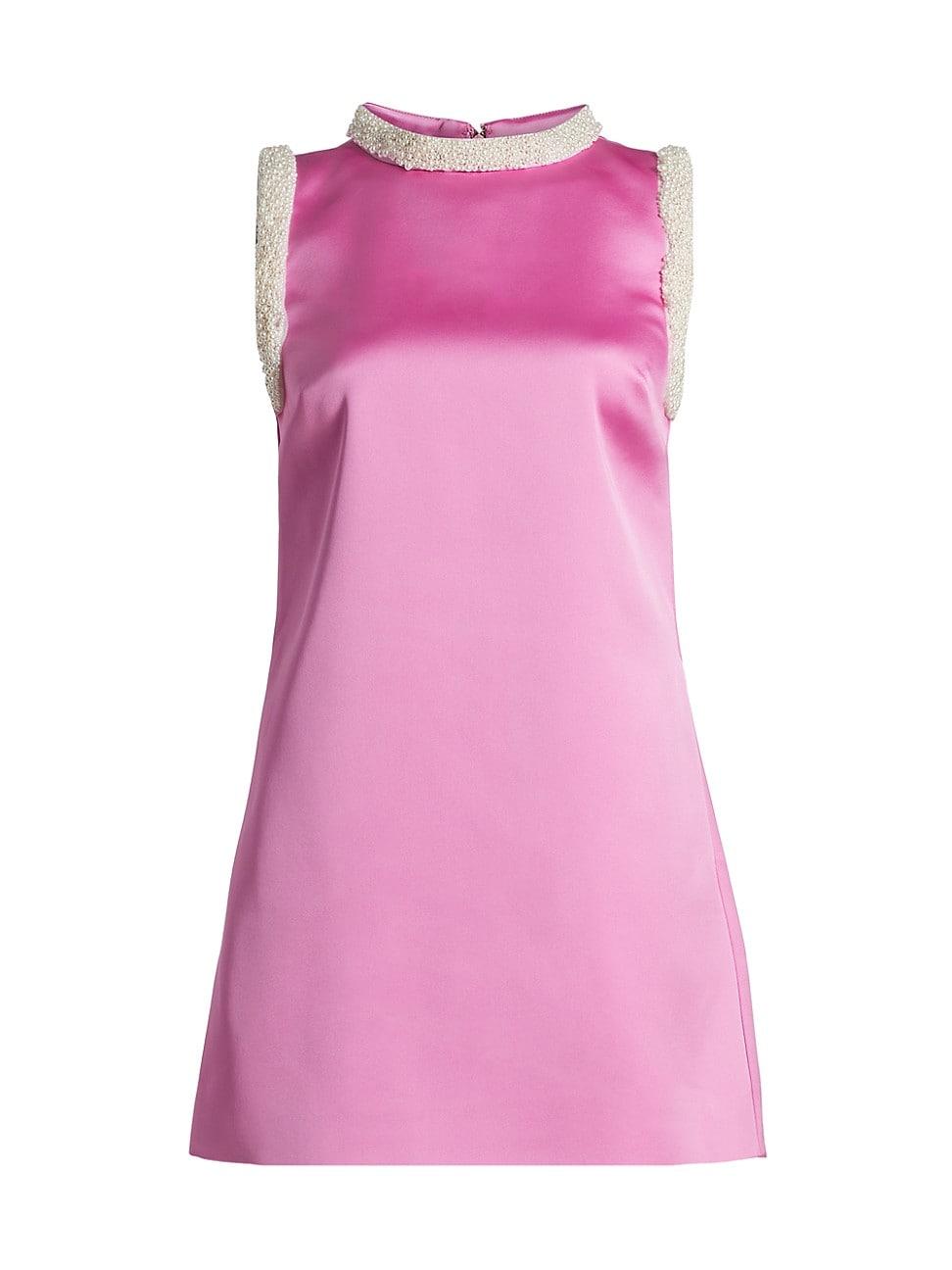 Womens Faux-Pearl-Embellished Satin Minidress Product Image