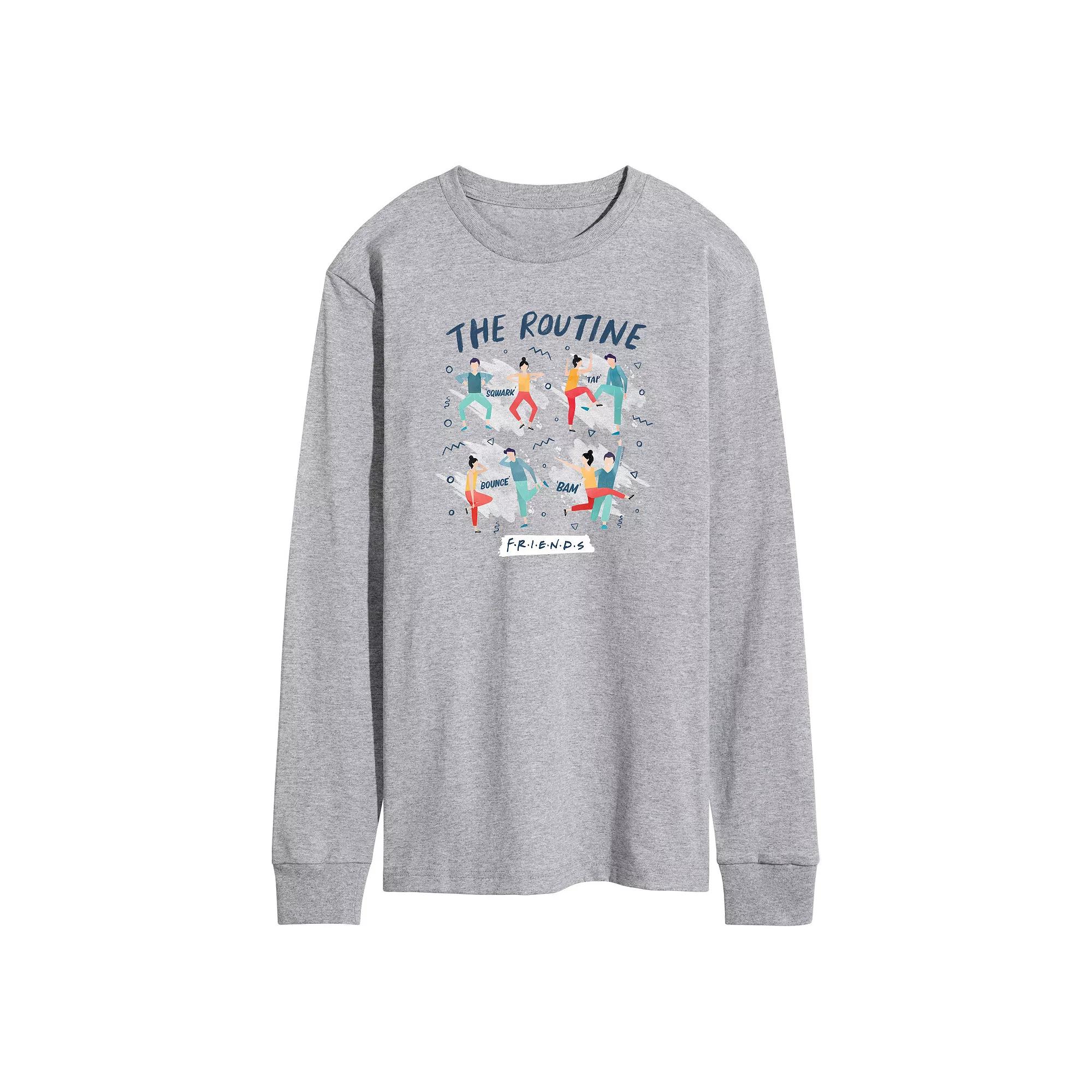 Men's Friends The Routine Poses Long Sleeve Graphic Tee,  Product Image