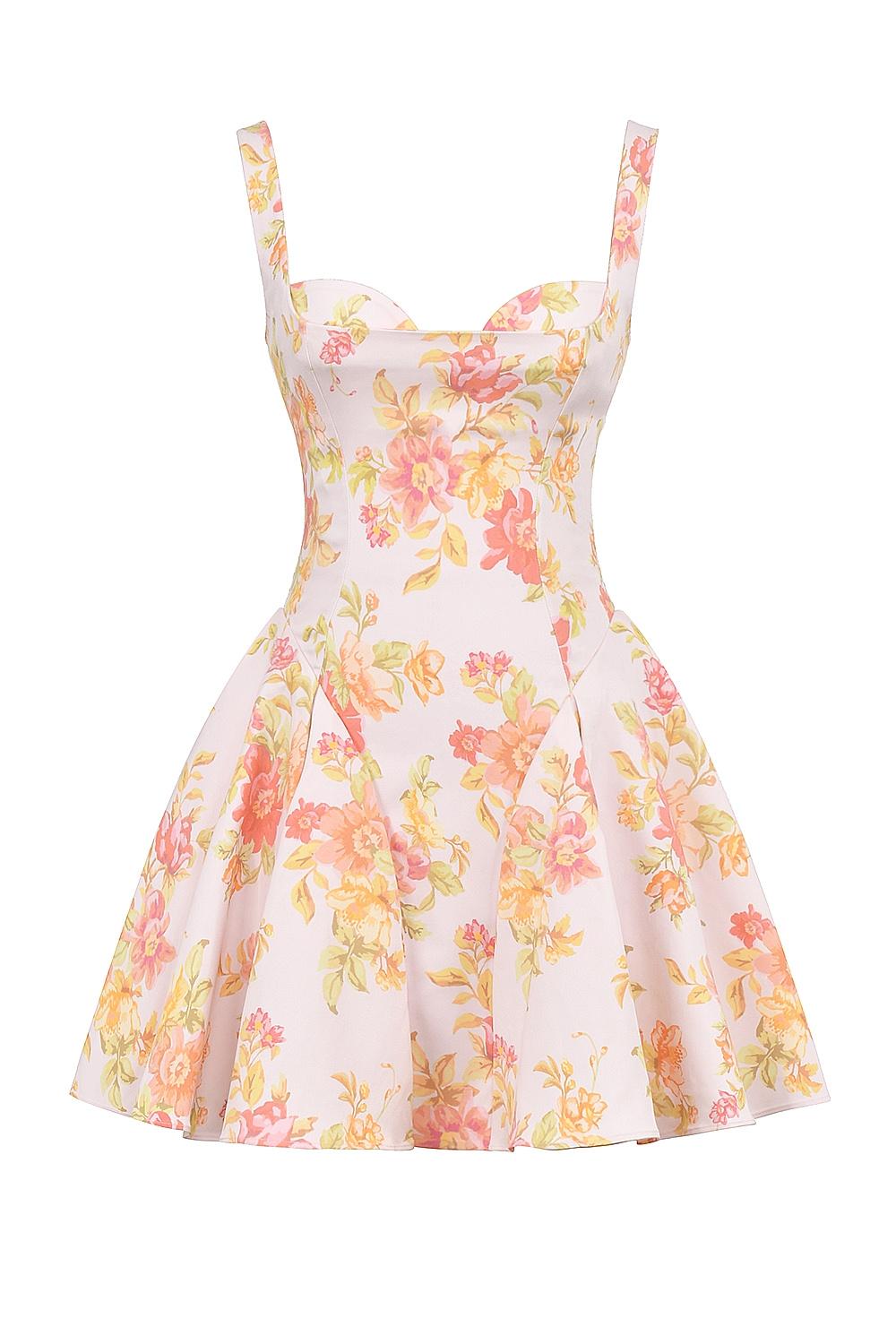 Bunny  peach poppy print twill mini dress Product Image