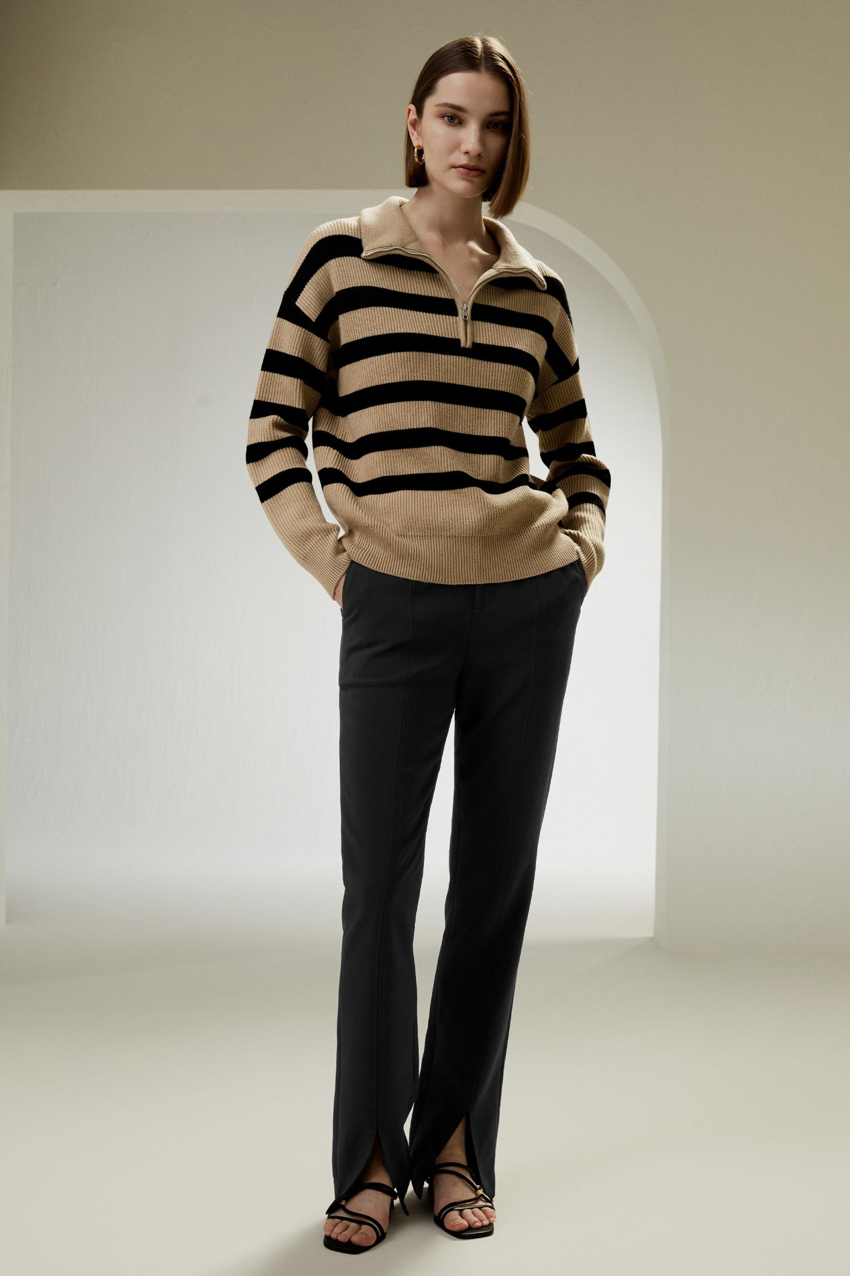 Collared Quarter-Zip Wool Sweater Product Image