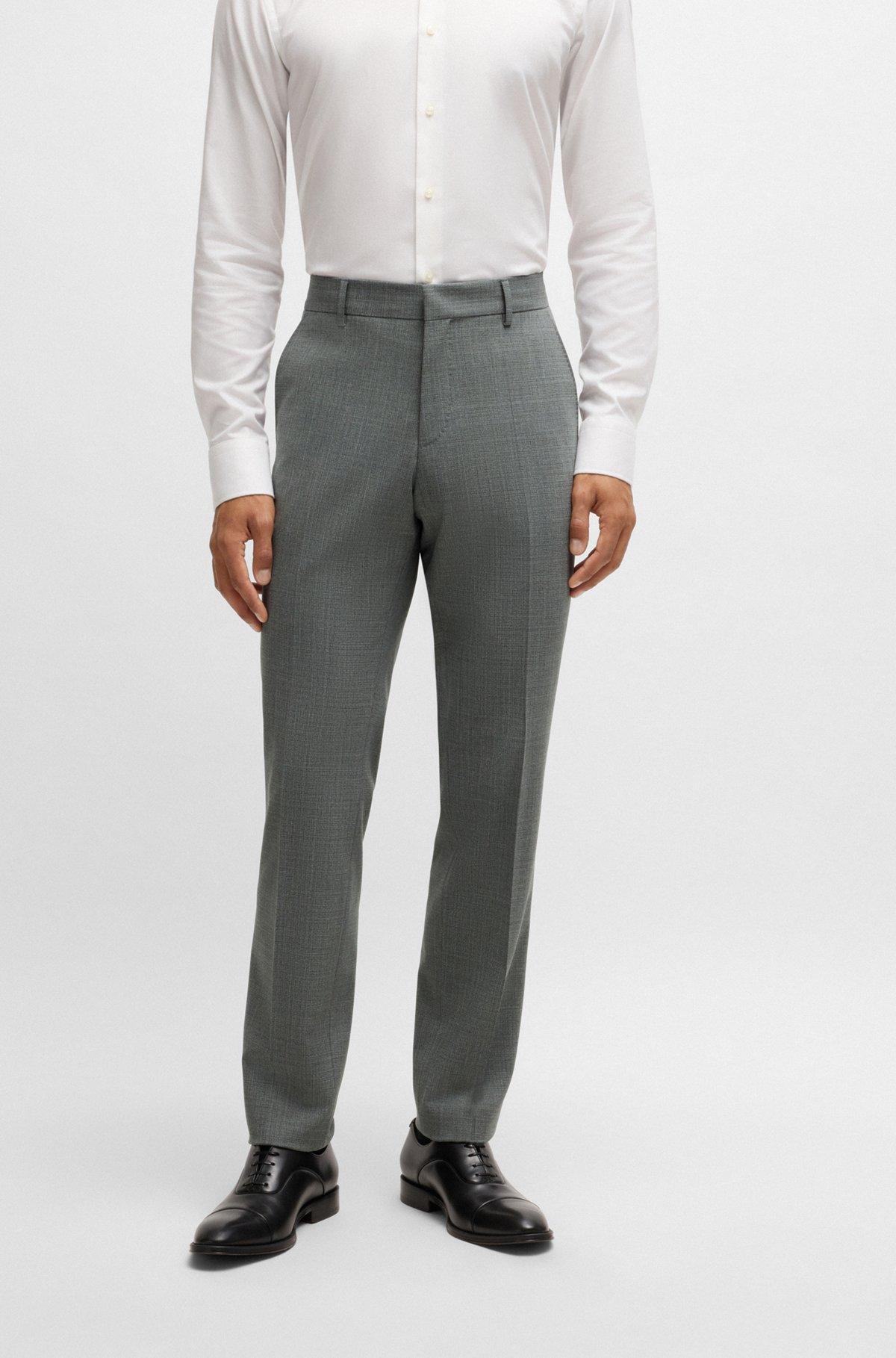 BOSS - Slim-fit suit in micro-patterned stretch cloth - Grey Product Image