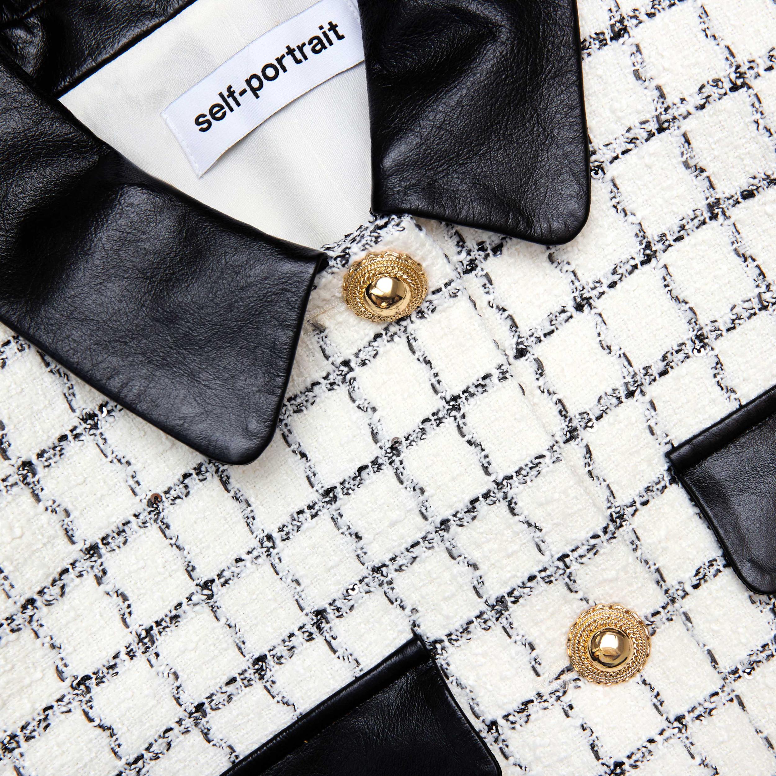 Check Boucle Fur Hem Mini Skirt Product Image