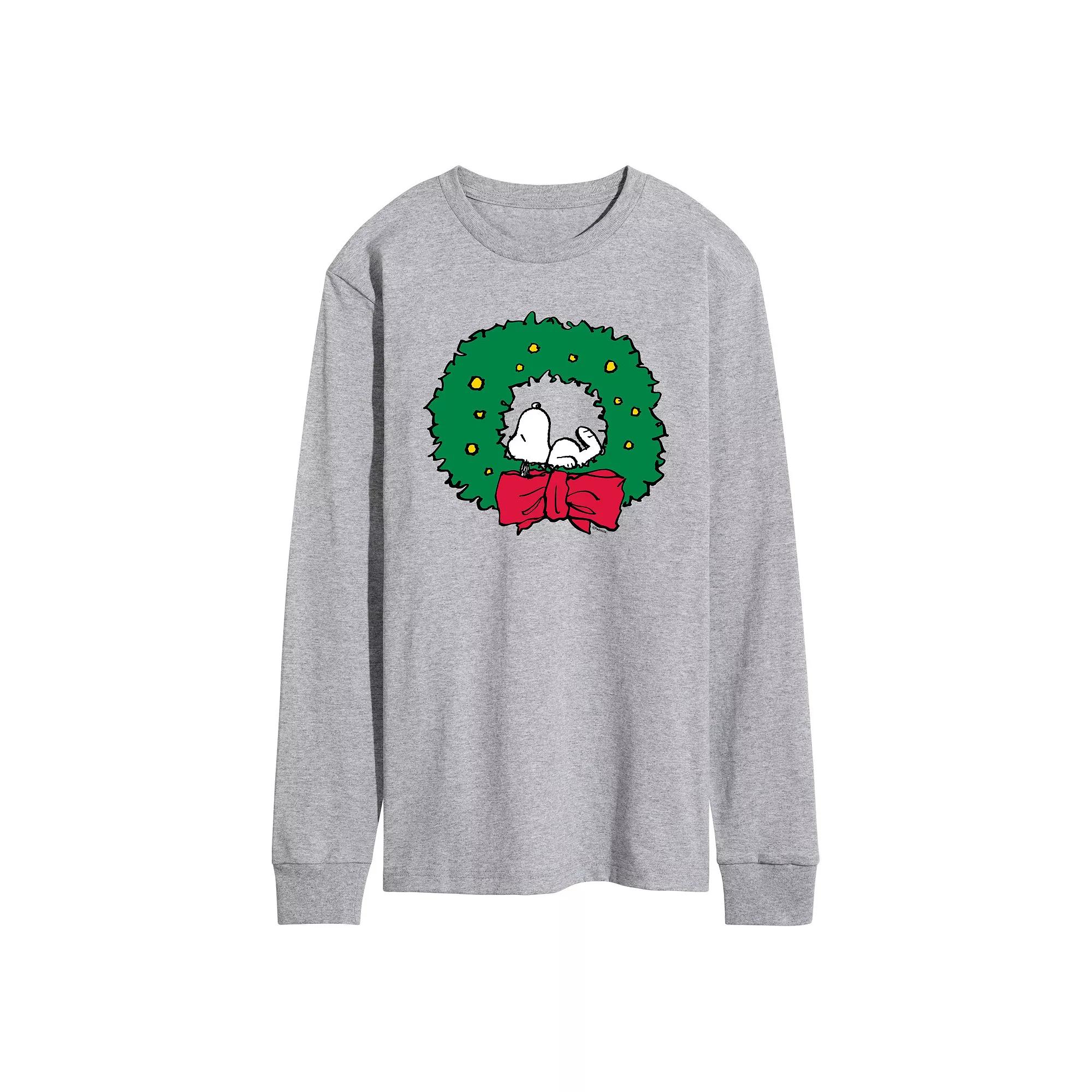 Men's Peanuts Snoopy Wreath Long Sleeve Graphic Tee,  Product Image