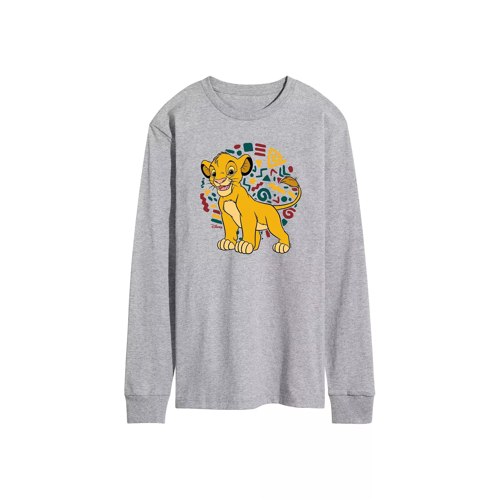 Disney's Lion King Simba Men's Pattern Long Sleeve Graphic Tee,  Product Image