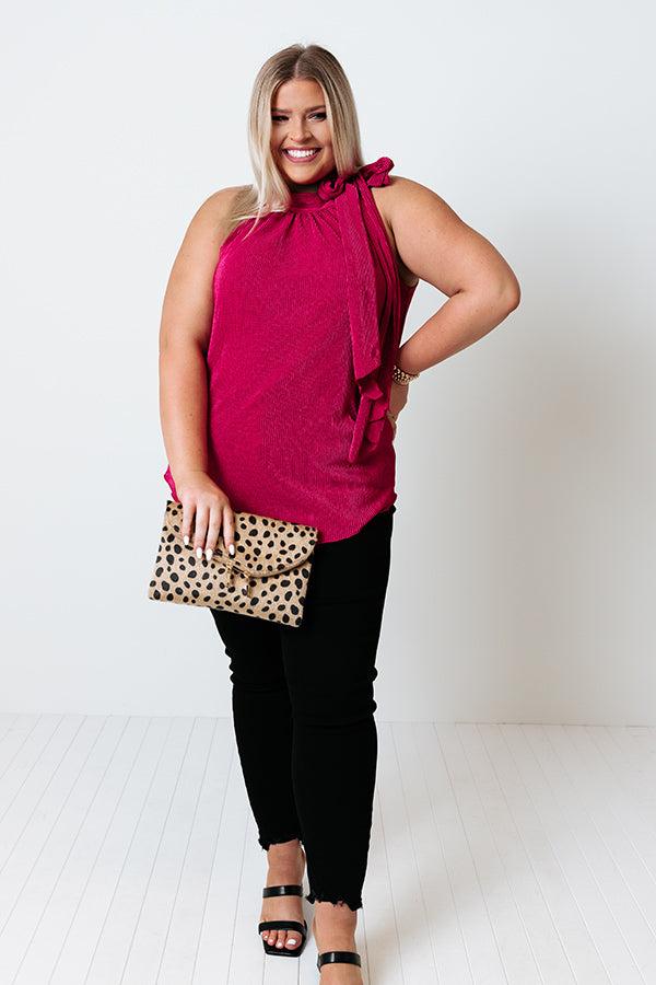Dream State Pleated Top In Fuchsia Curves Product Image