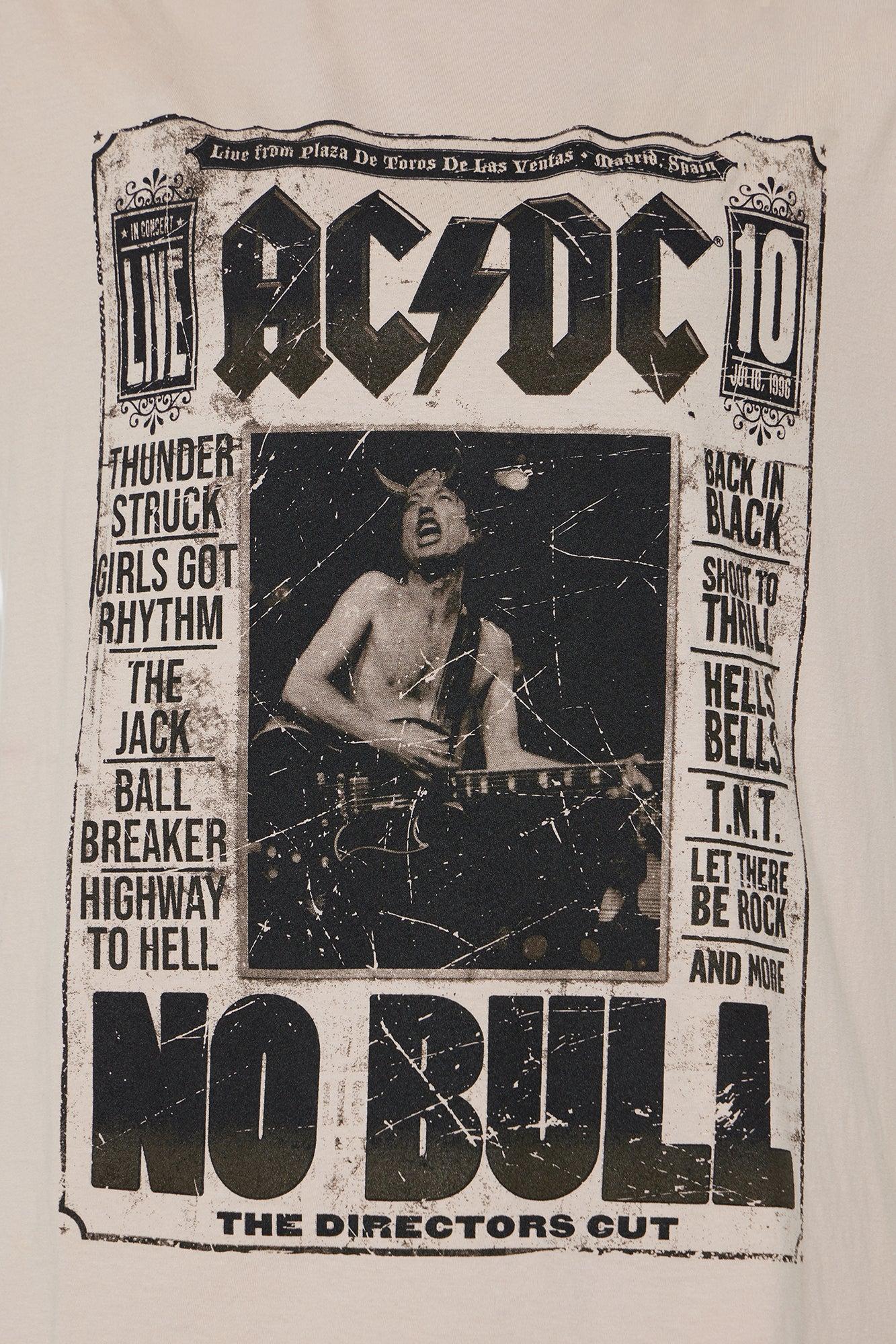 ACDC No Bull LIVE Washed Oversized Tee - Grey Product Image
