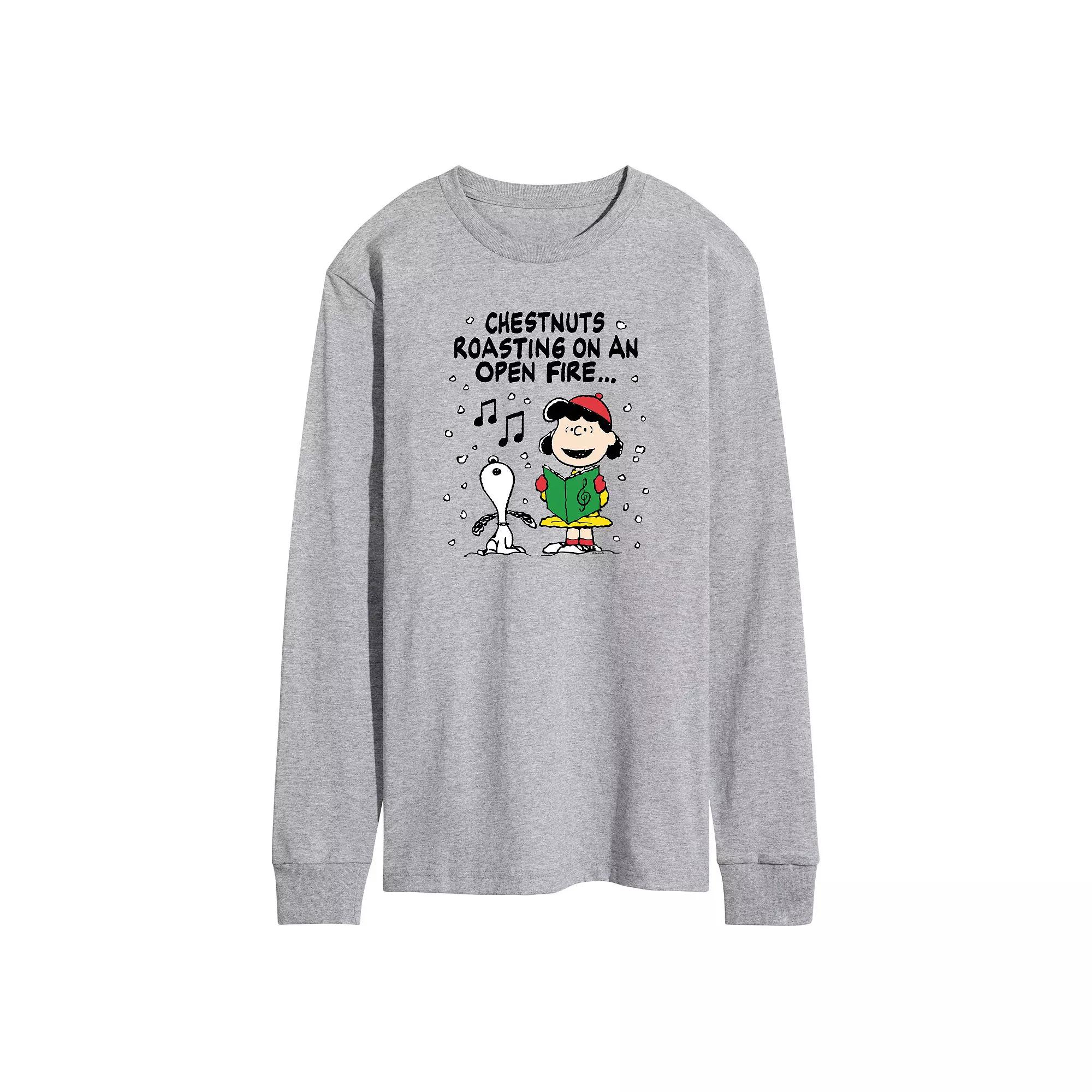 Men's Peanuts Lucy & Snoopy Christmas Carol Long Sleeve Graphic Tee,  Product Image