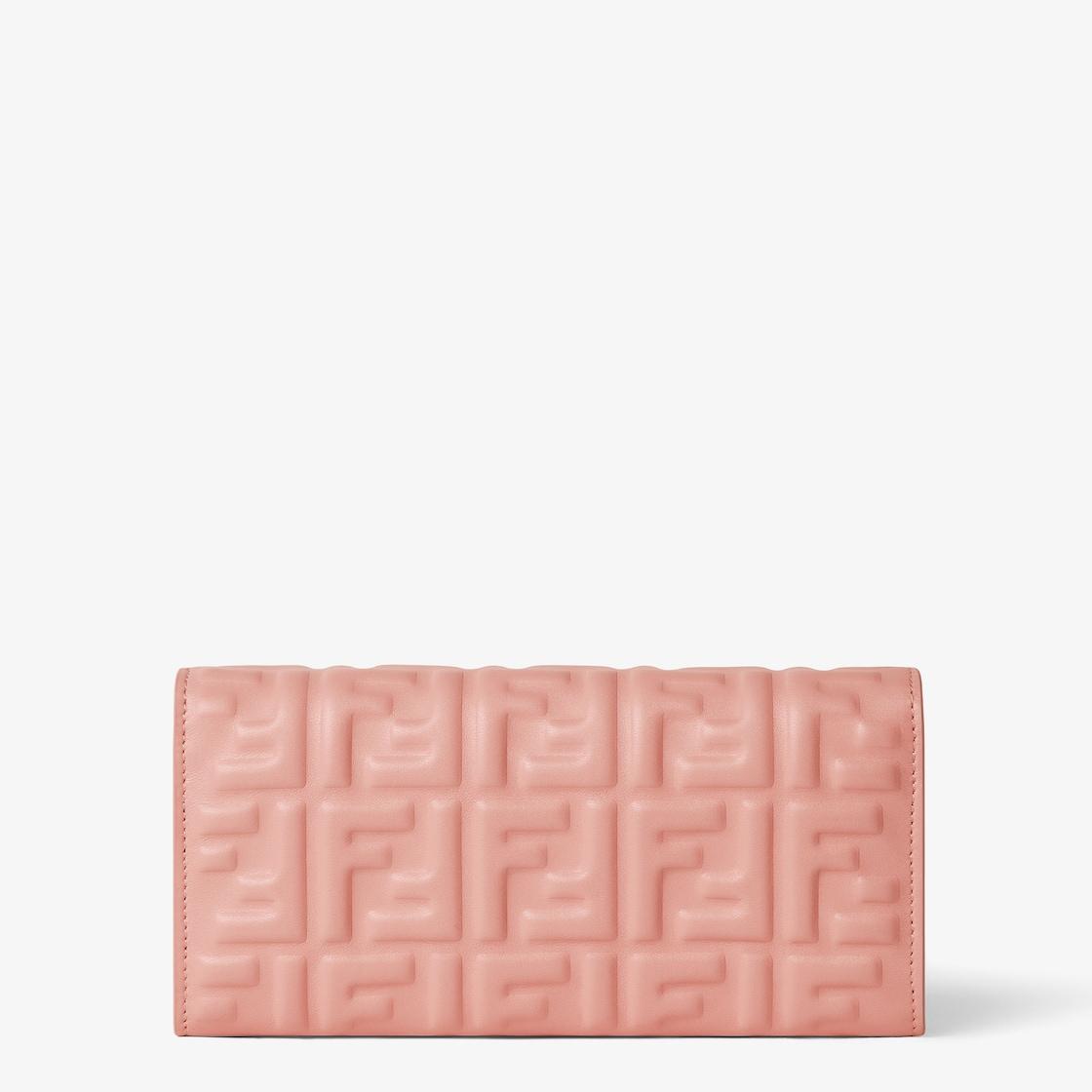 Baguette Continental Wallet With ChainPink nappa leather wallet with FF motif Product Image