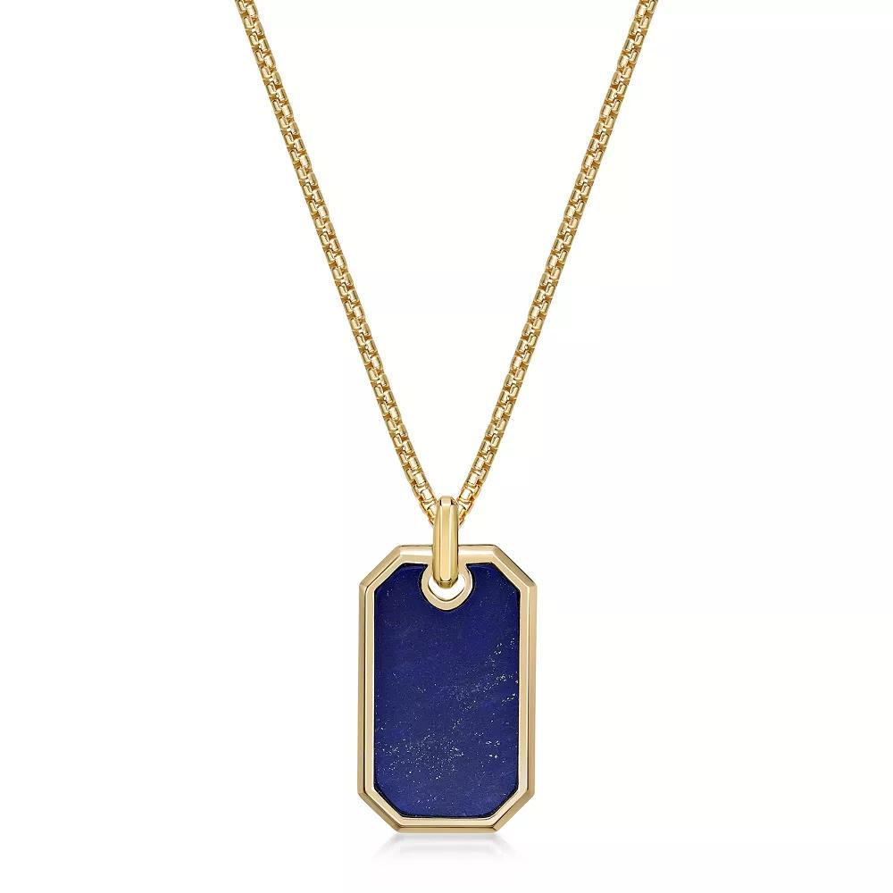 Men's Lynx Lapis Dog Tag Pendant Necklace, Size: 24", Gold Tone Product Image