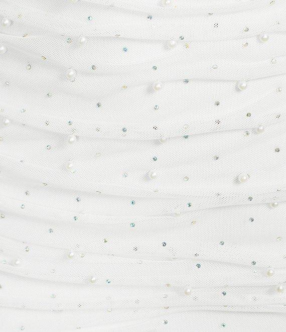 Honey and Rosie Adjustable Spaghetti Strap Pearl Stones Fitted Short Dress Product Image