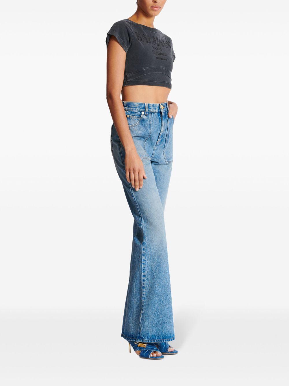 Couture-embroidered cropped T-shirt Product Image