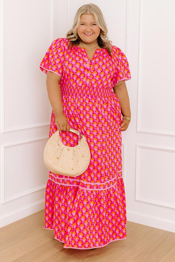 Santorini Bliss Maxi Dress in Pink Curves Product Image