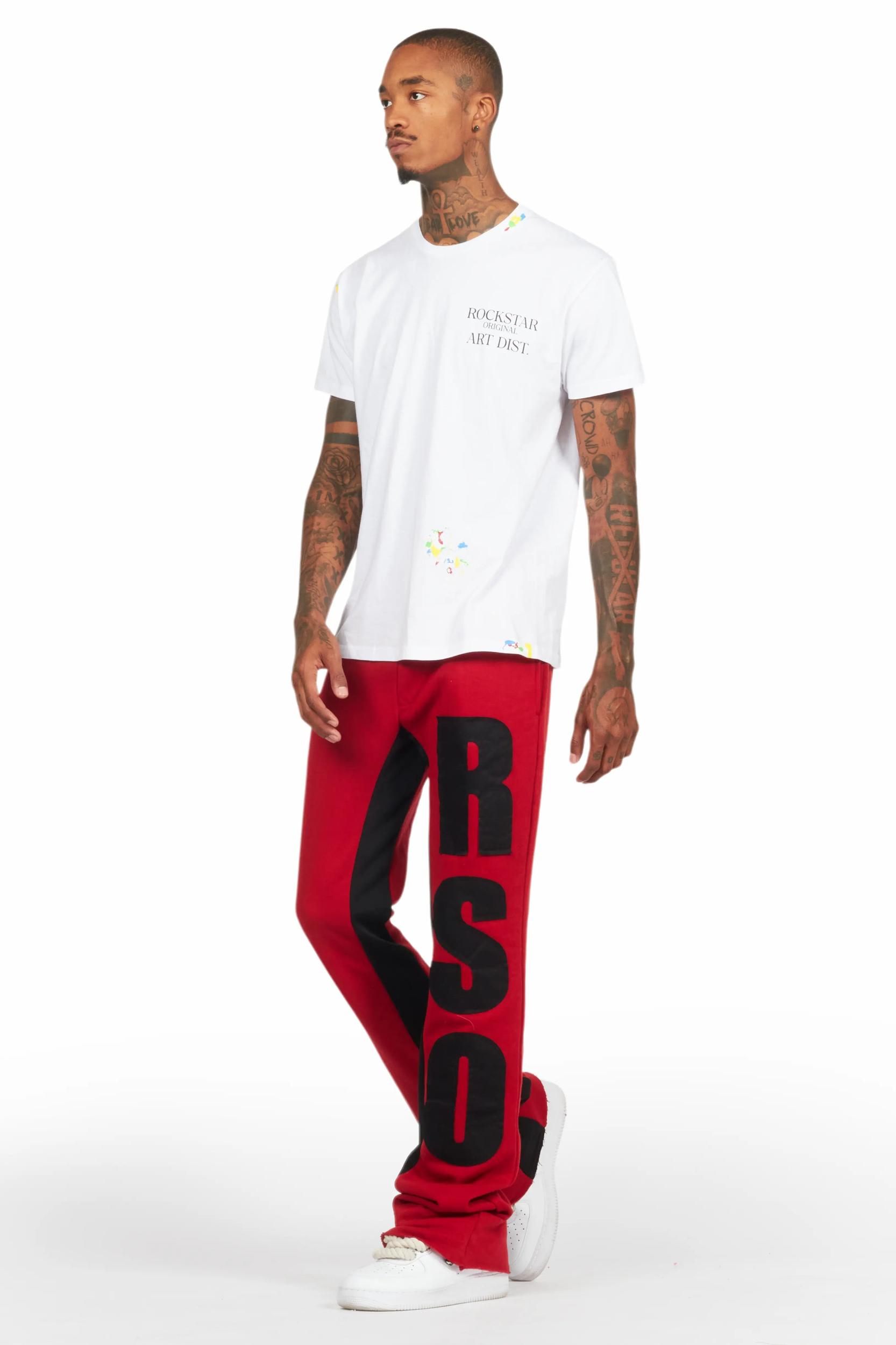 Uko Burgundy Stacked Baggy Track Pant Male Product Image