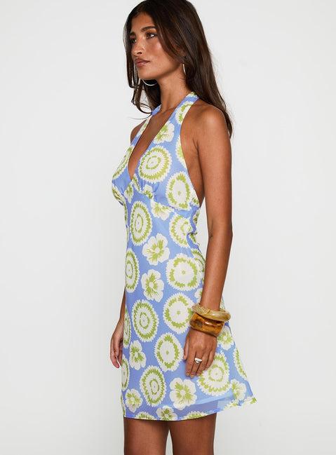 Neelia Mini Dress Blue / Yellow Product Image