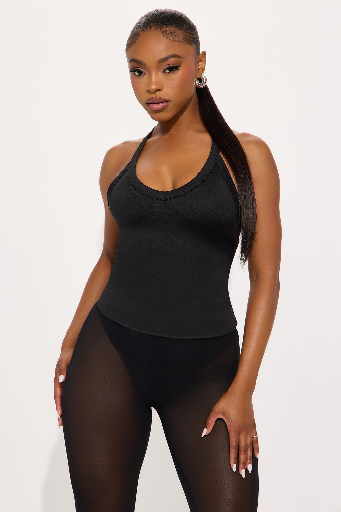 Contour Double Lined V Neck Tank Top - Black Female Product Image