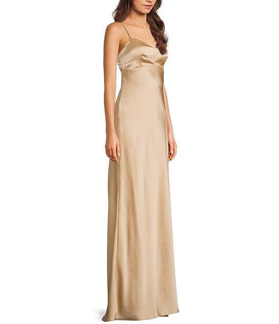 B. Darlin V-Neck Spaghetti Strap Lace Up Back Dress Product Image