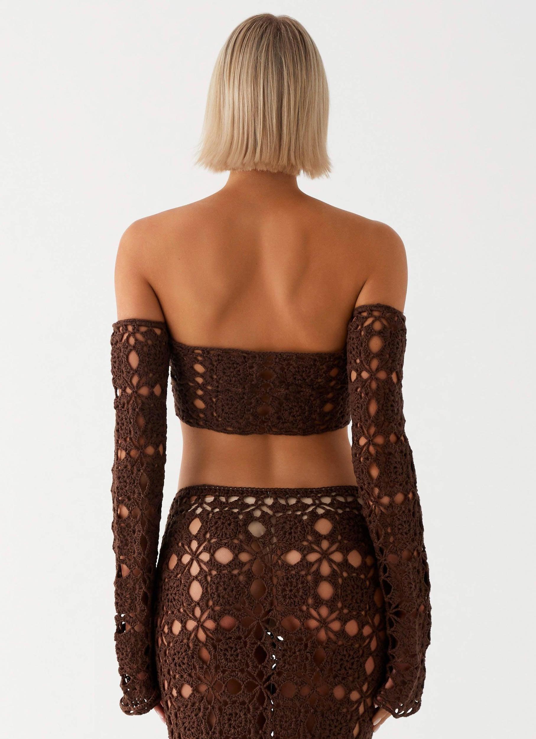 Sorrentino Crochet Long Sleeve Top - Chocolate Product Image