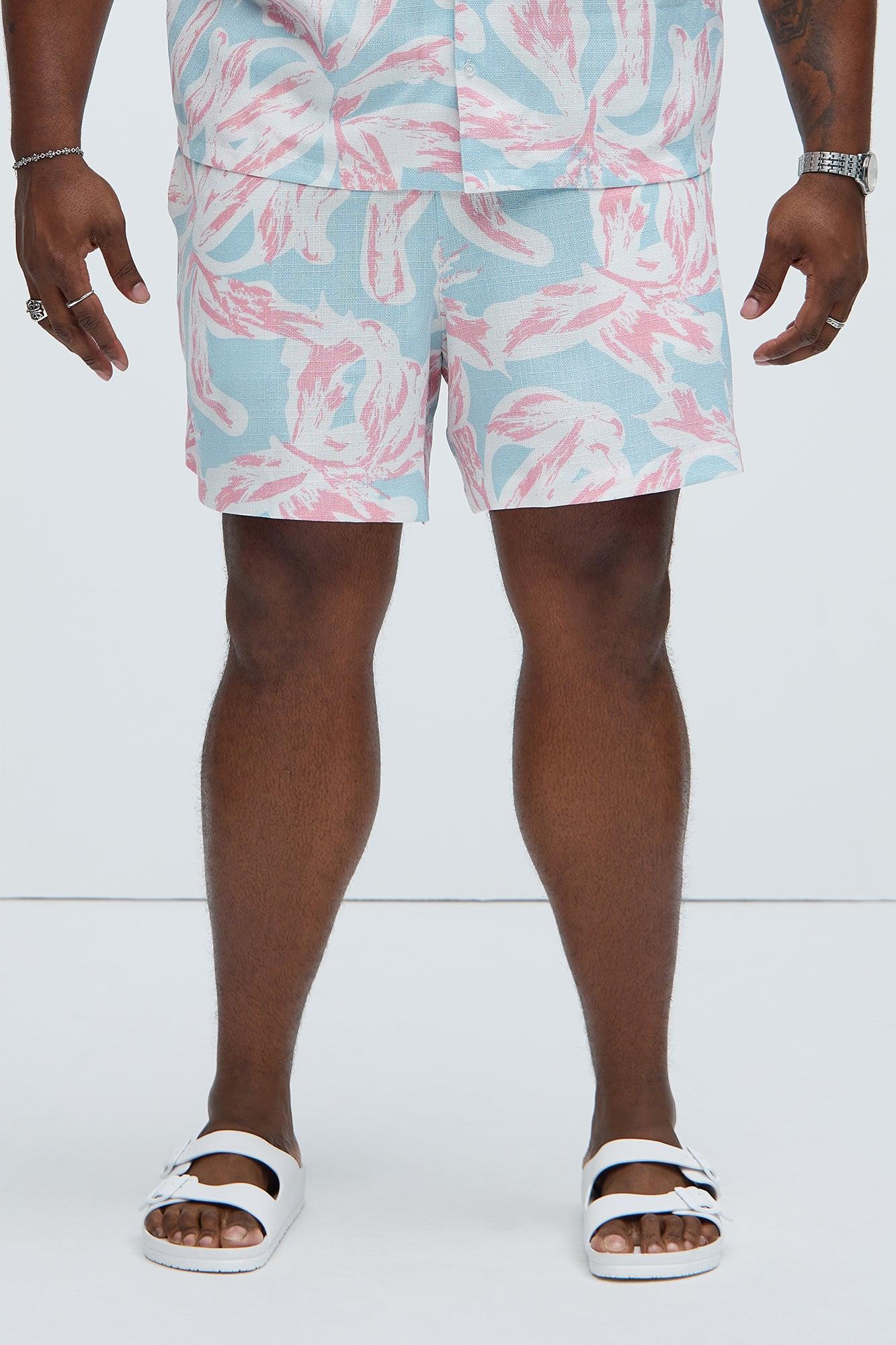 Pastel Floral Warm Up Shorts - Pink/combo Product Image