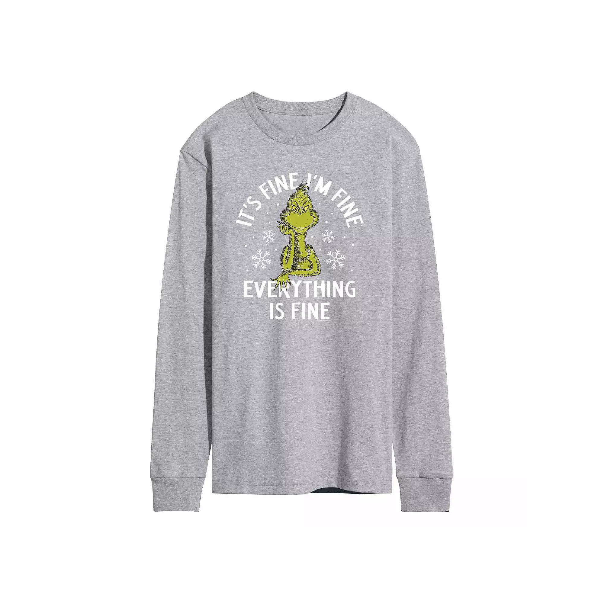 Men's The Grinch Its Fine Tee, Size: Large, Grey Grey Product Image