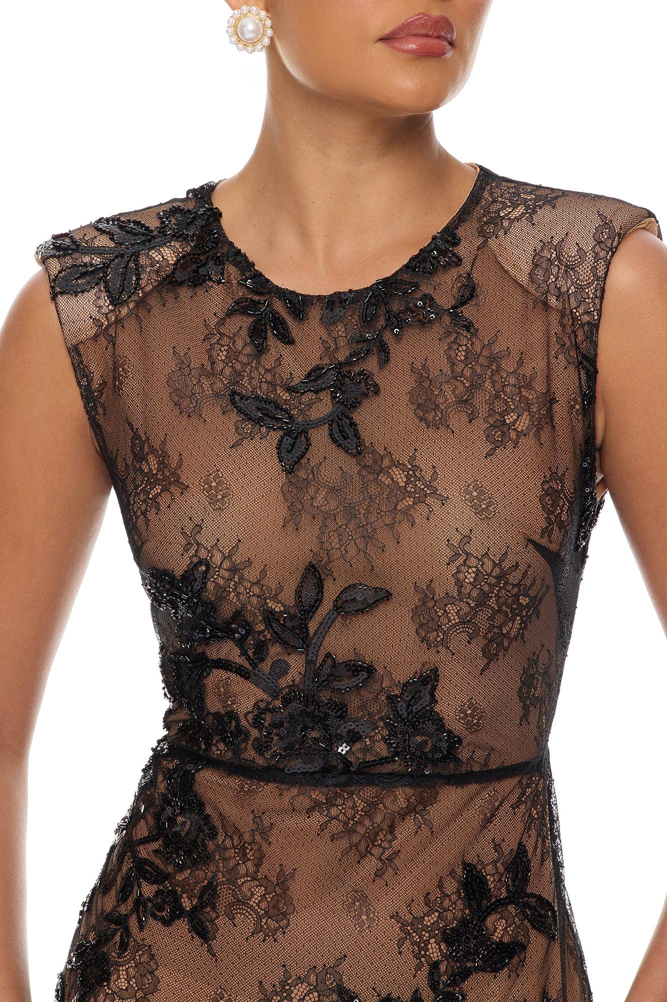 Chelsea Embellished Lace Maxi Dress - Black Female Product Image