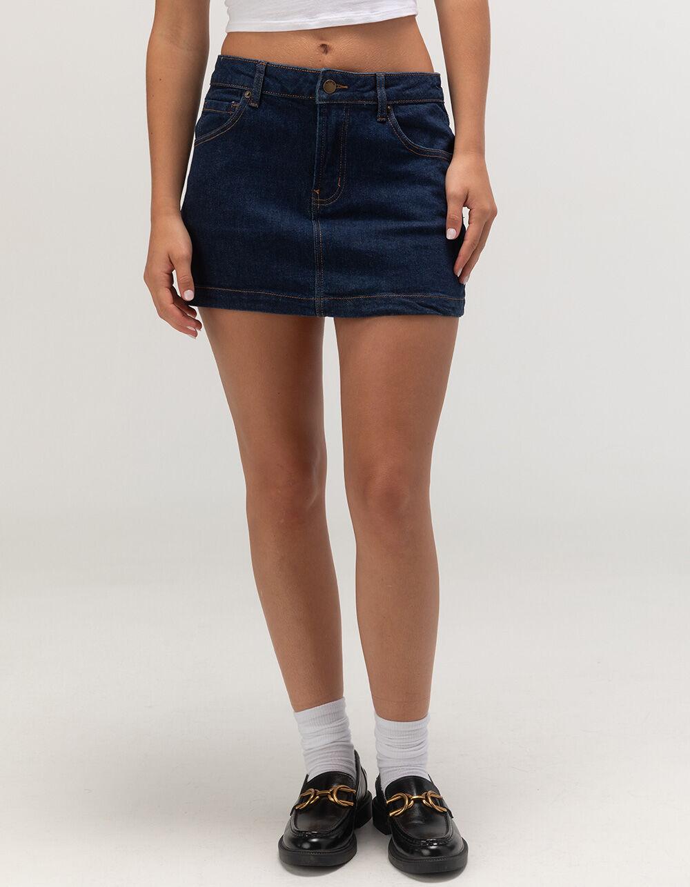 RSQ Womens Low Rise Denim Mini Skirt - DARK RINSE Product Image