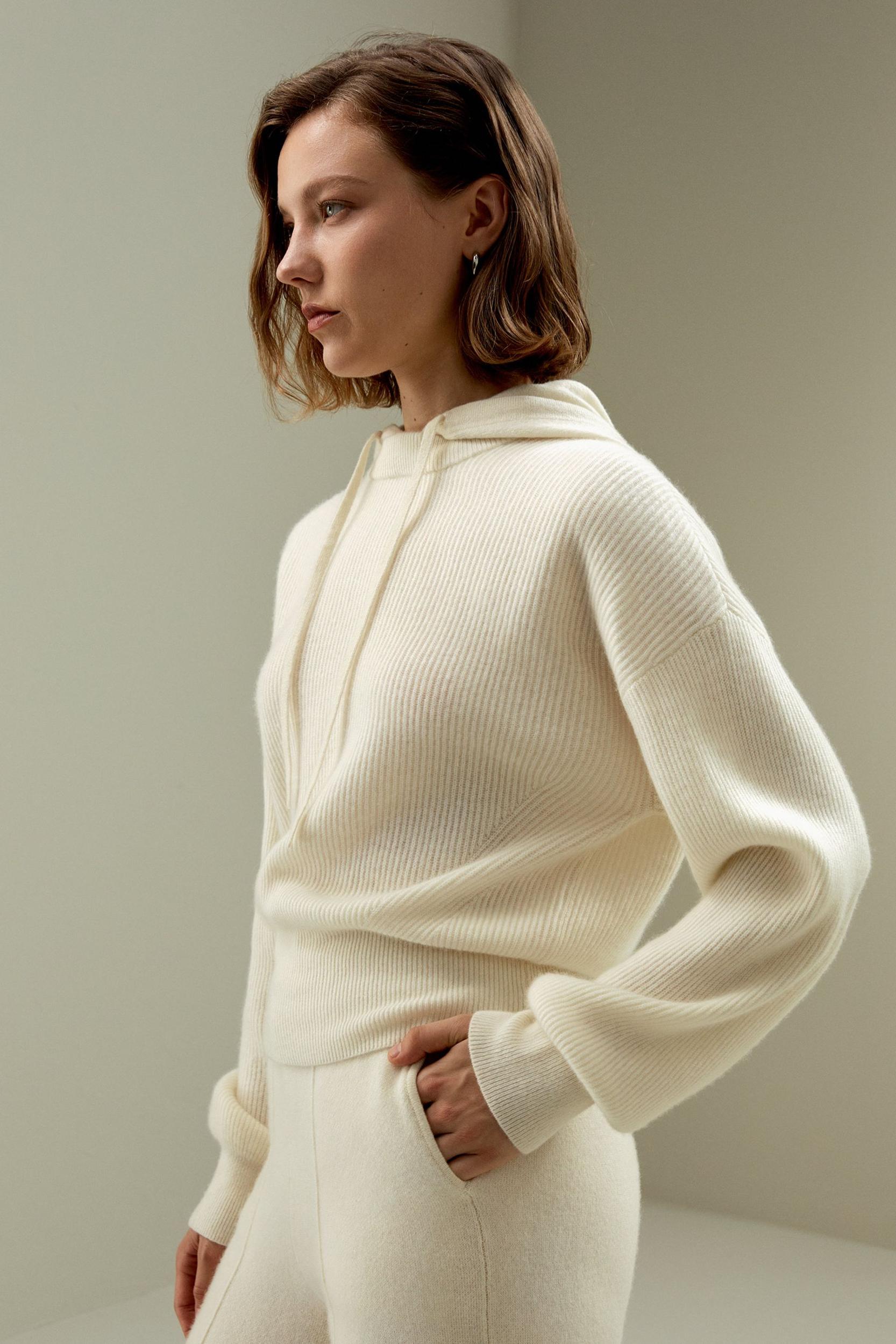 LILYSILK Women Cashmere Sweatshirt Womens - White 100% Cashmere - Comfort Round Neck Sweater XL Product Image