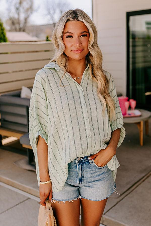 Sea Breeze Oversized Button Up in Mint Product Image