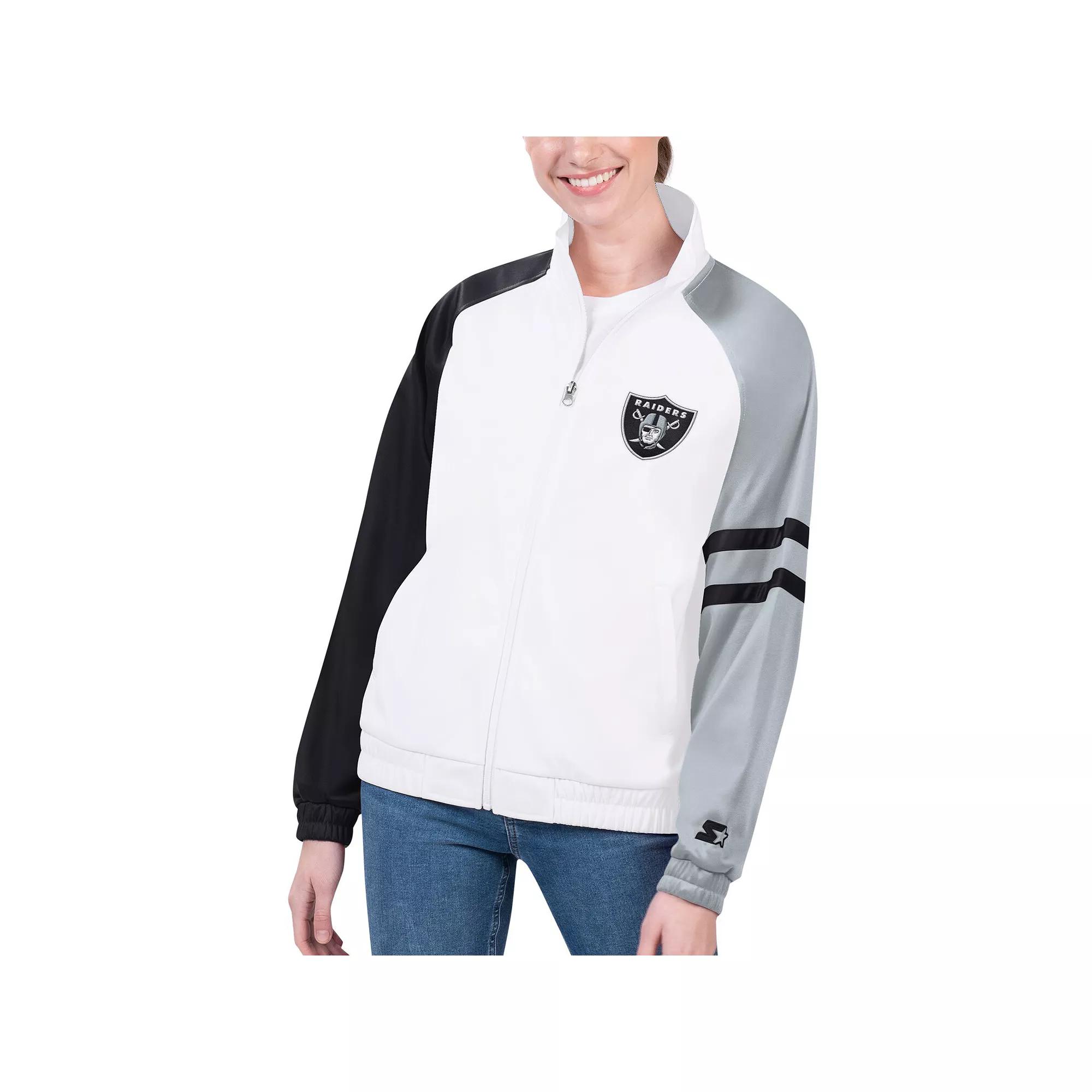 Women's Starter White Kansas City Chiefs Curve Ball Raglan Full-Zip Track Jacket,  Product Image