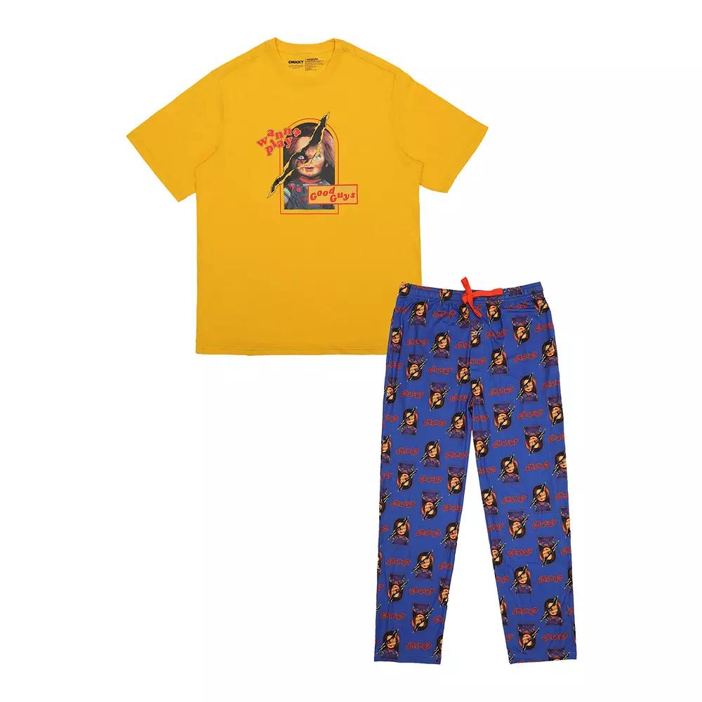 Men's Chucky Character Pajama Top & Pajama Bottom Set, Size: Large, Multicolored Product Image
