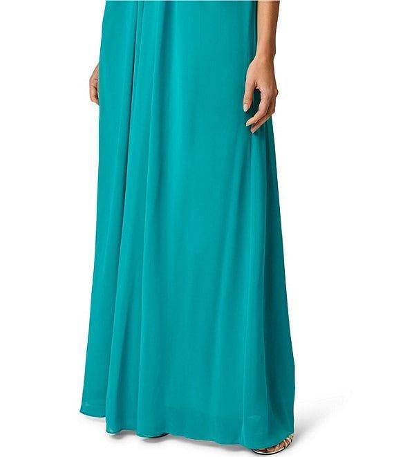 Adrianna Evening by Adrianna Papell Chiffon Pleated Strapless Sheath Long Dress Product Image