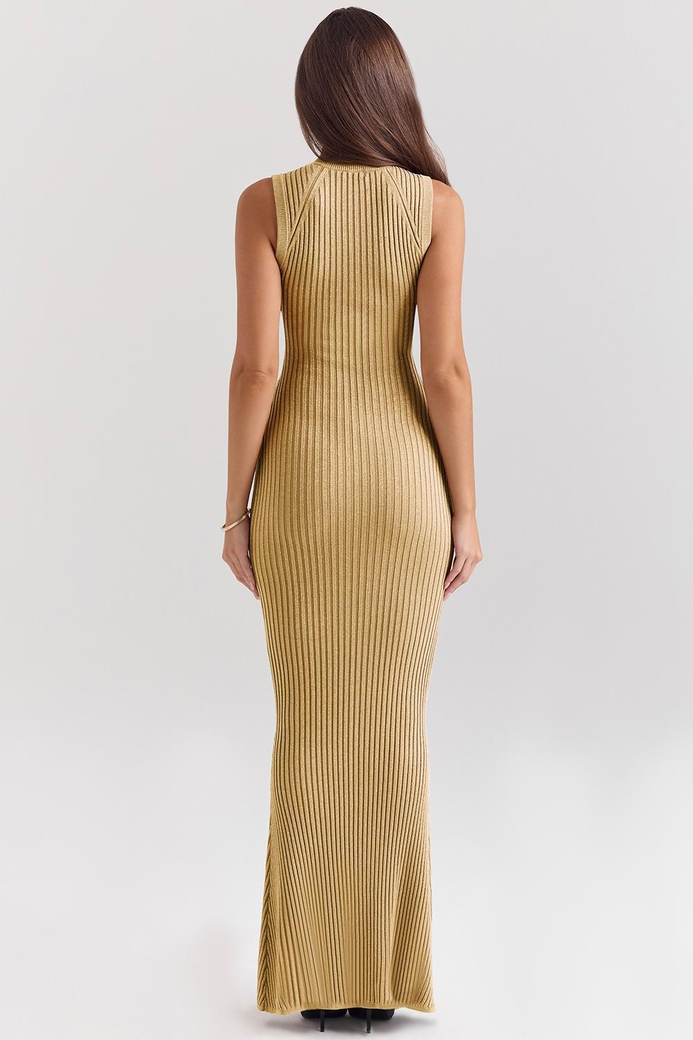 Emmie  gold metallic maxi dress Product Image
