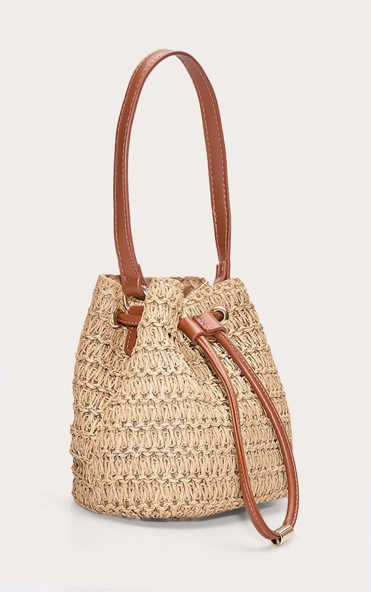 Natural Raffia Mini Drawstring Bucket Beach Bag Product Image