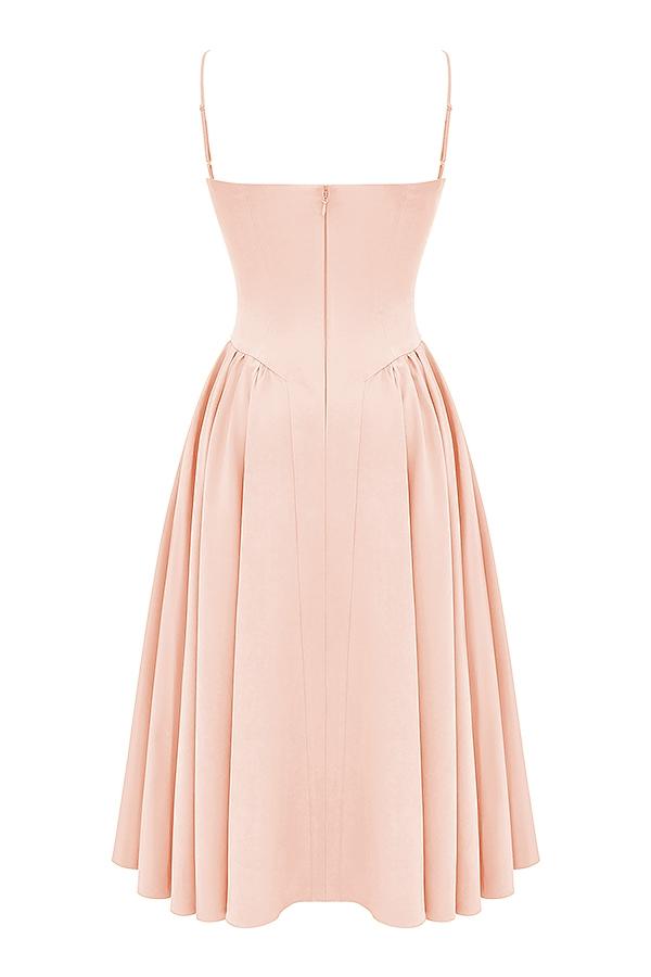 Samaria  peach parfait twill corset midi dress Product Image