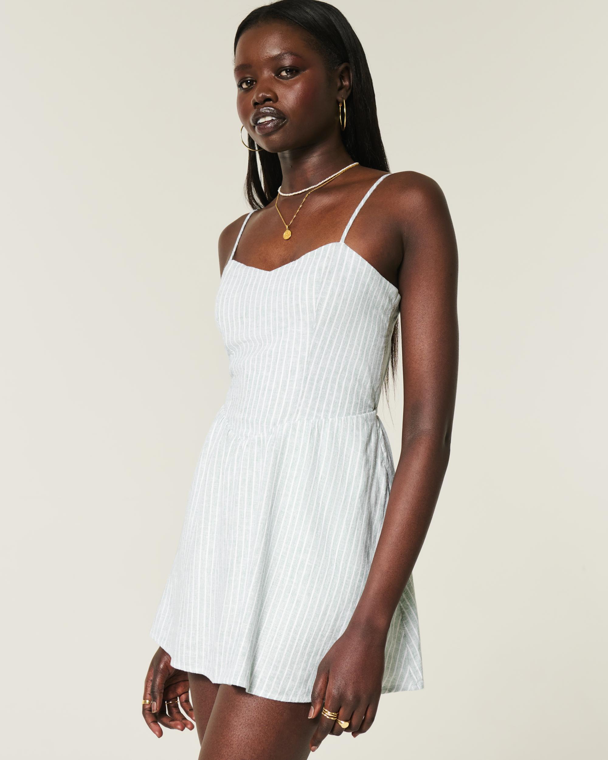 Open-Back Linen-Blend Mini Dress Product Image