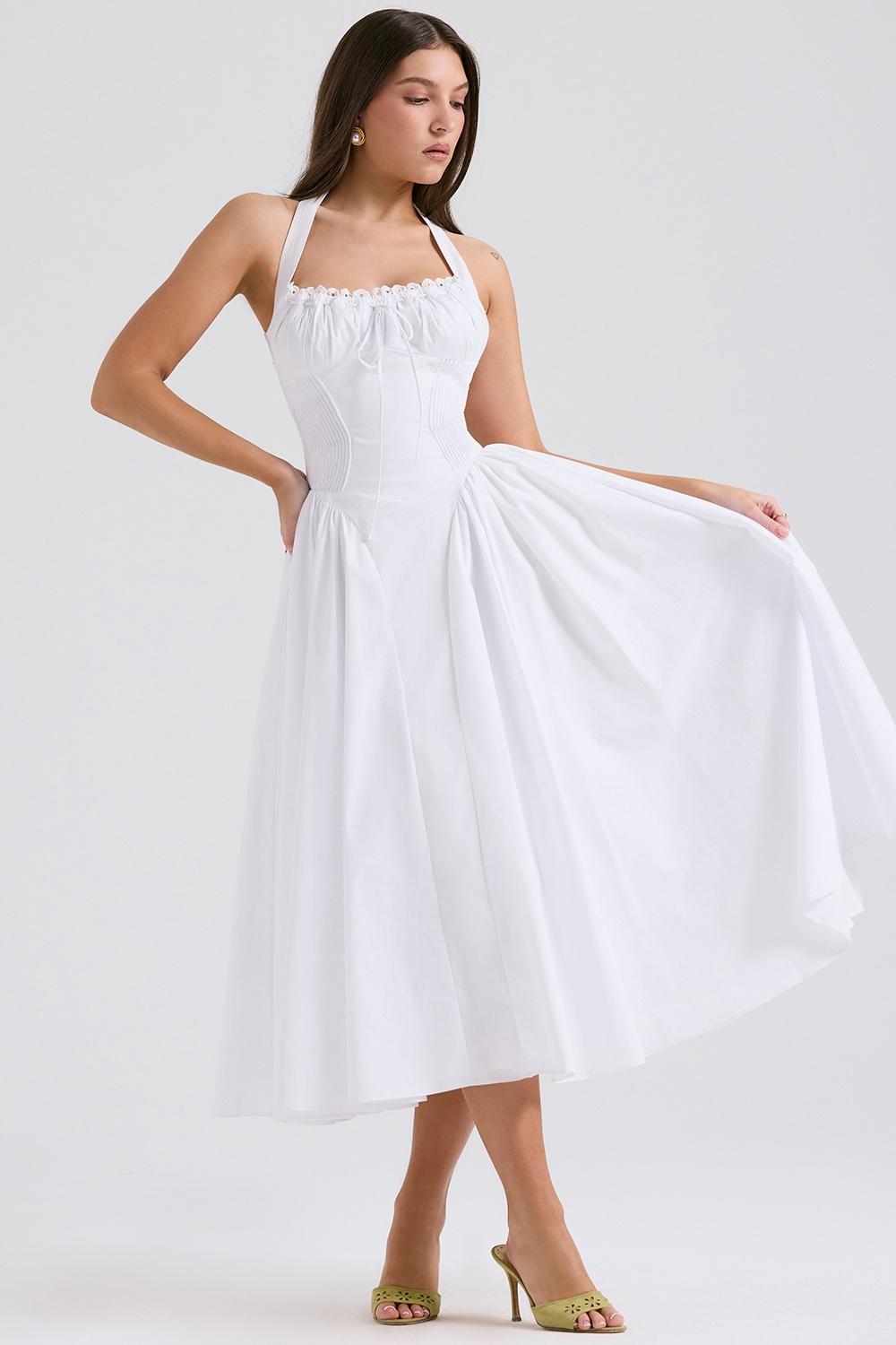 Adabella  white cotton halter sundress Product Image