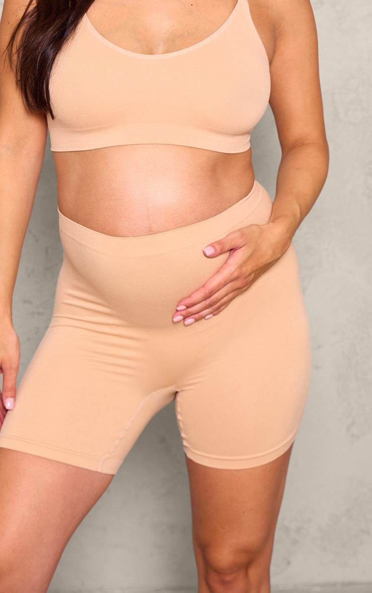 Maternity Nude Seamless Over The Bump Shorts Product Image