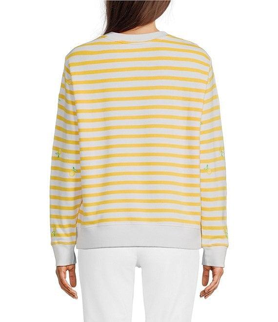 Lilly Pulitzer Ballad Stripe Lemon Fruit Print Embroidered Crew Neck Long Sleeve Sweatshirt Product Image