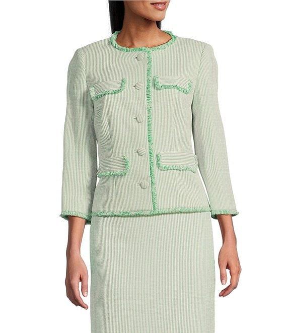 Preston & York Judith Boucle Tweed Round Neck Long Sleeve Jacket Product Image