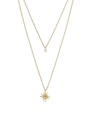 Ettika Cubic Zirconia & Starburst Layered Pendant Necklace in 18K Gold Plated, 15-17 Product Image