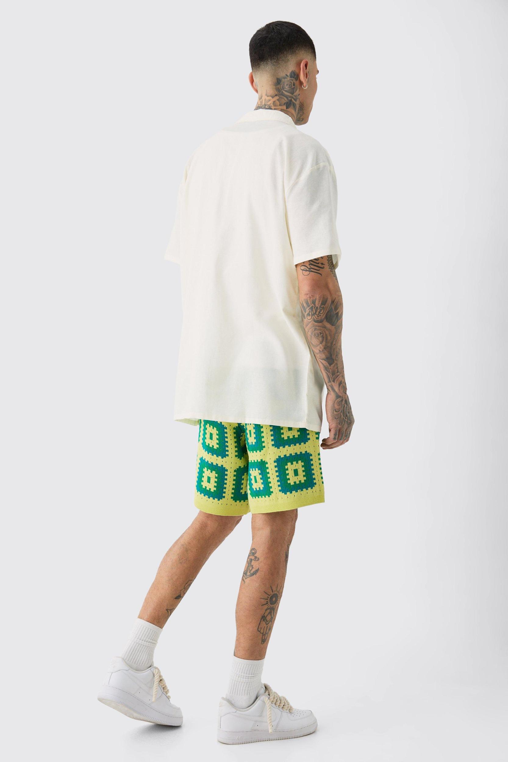 Tall Crochet Relaxed Fit Shorts | boohooMAN USA Product Image