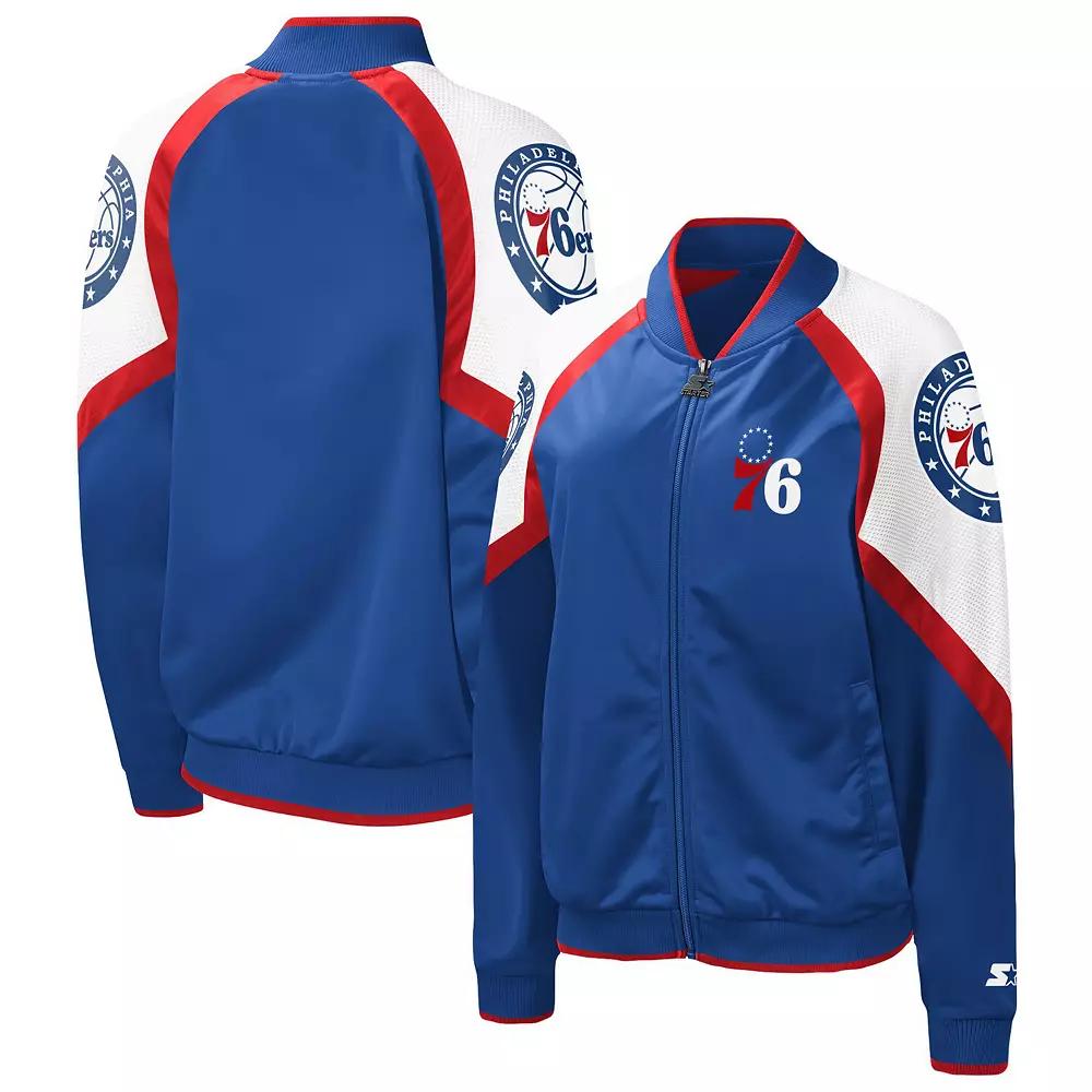 Women's Starter Royal/Red Philadelphia 76ers Fan Girl Satin Raglan Full-Zip Jacket, Size: Medium, 76r Blue Product Image