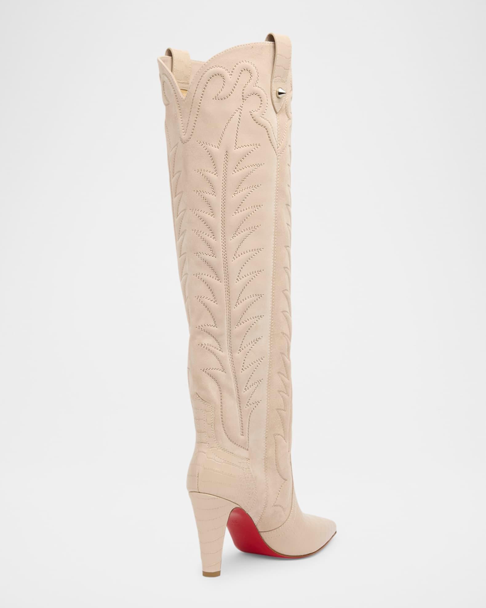 Santia Suede Knee-High Red Sole Western Boots Product Image
