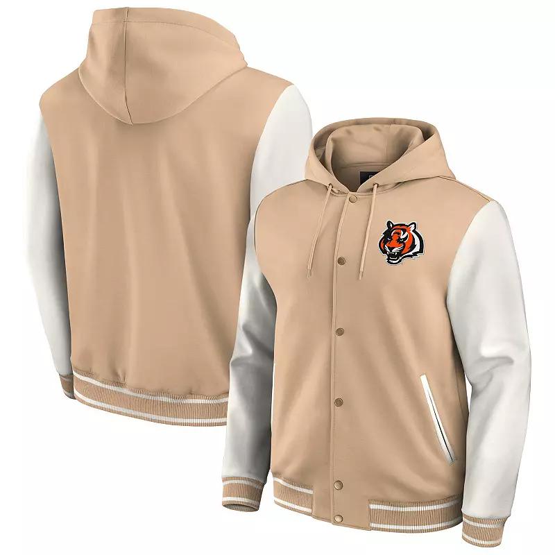 Men's Darius Rucker Collection by Fanatics Tan Cincinnati Bengals Baseball Full-Snap Tri-Blend Hoodie Jacket, Size: XL, Team Product Image