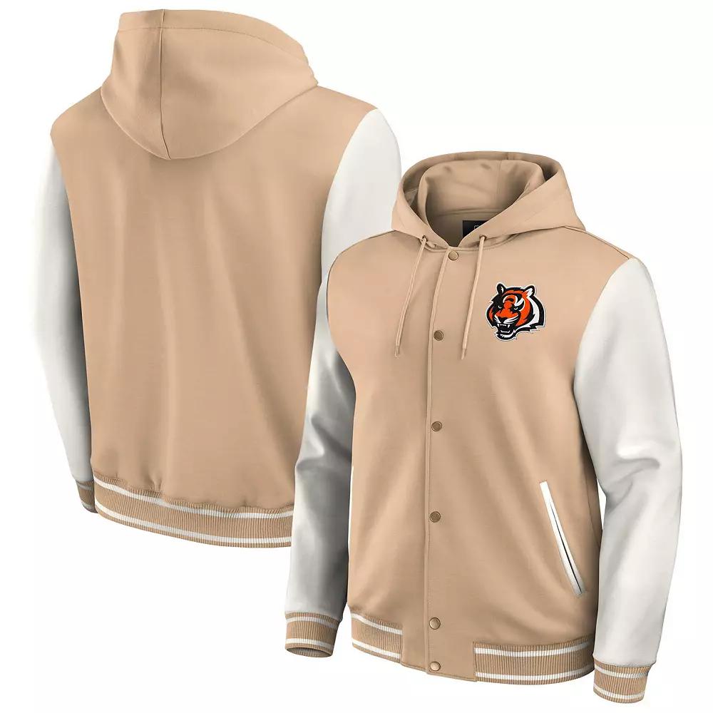 Men's Darius Rucker Collection by Fanatics Tan Cincinnati Bengals Baseball Full-Snap Tri-Blend Hoodie Jacket, Size: XL, Team Product Image