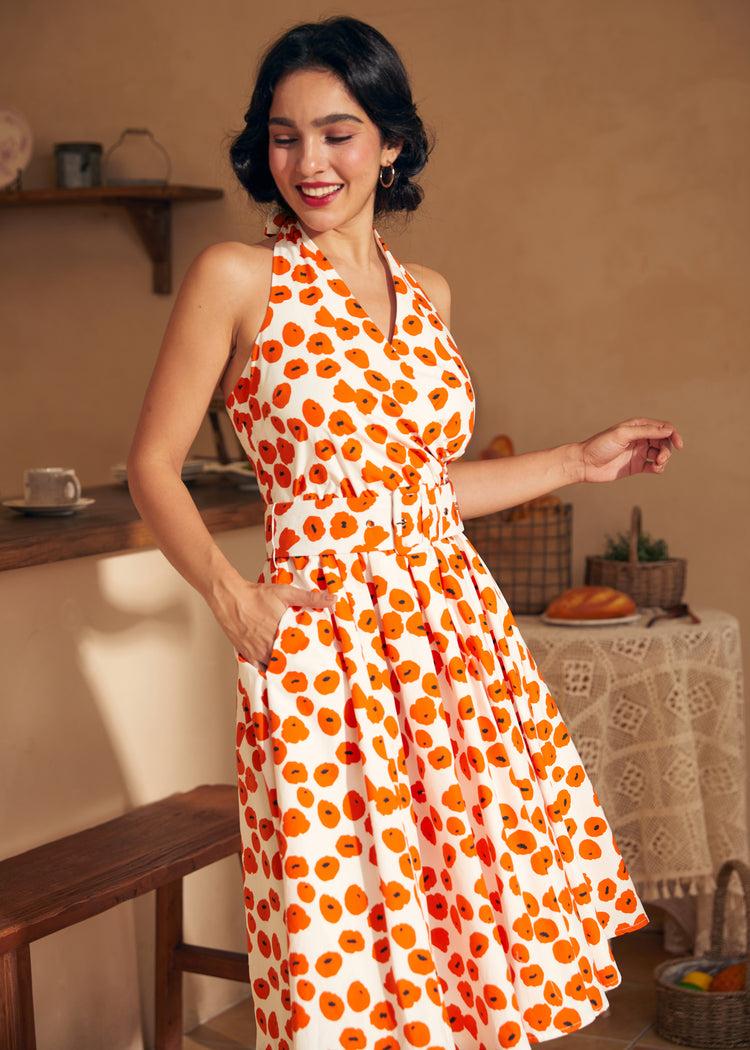 Instant Energy Faux-Wrap Halter Dress Product Image