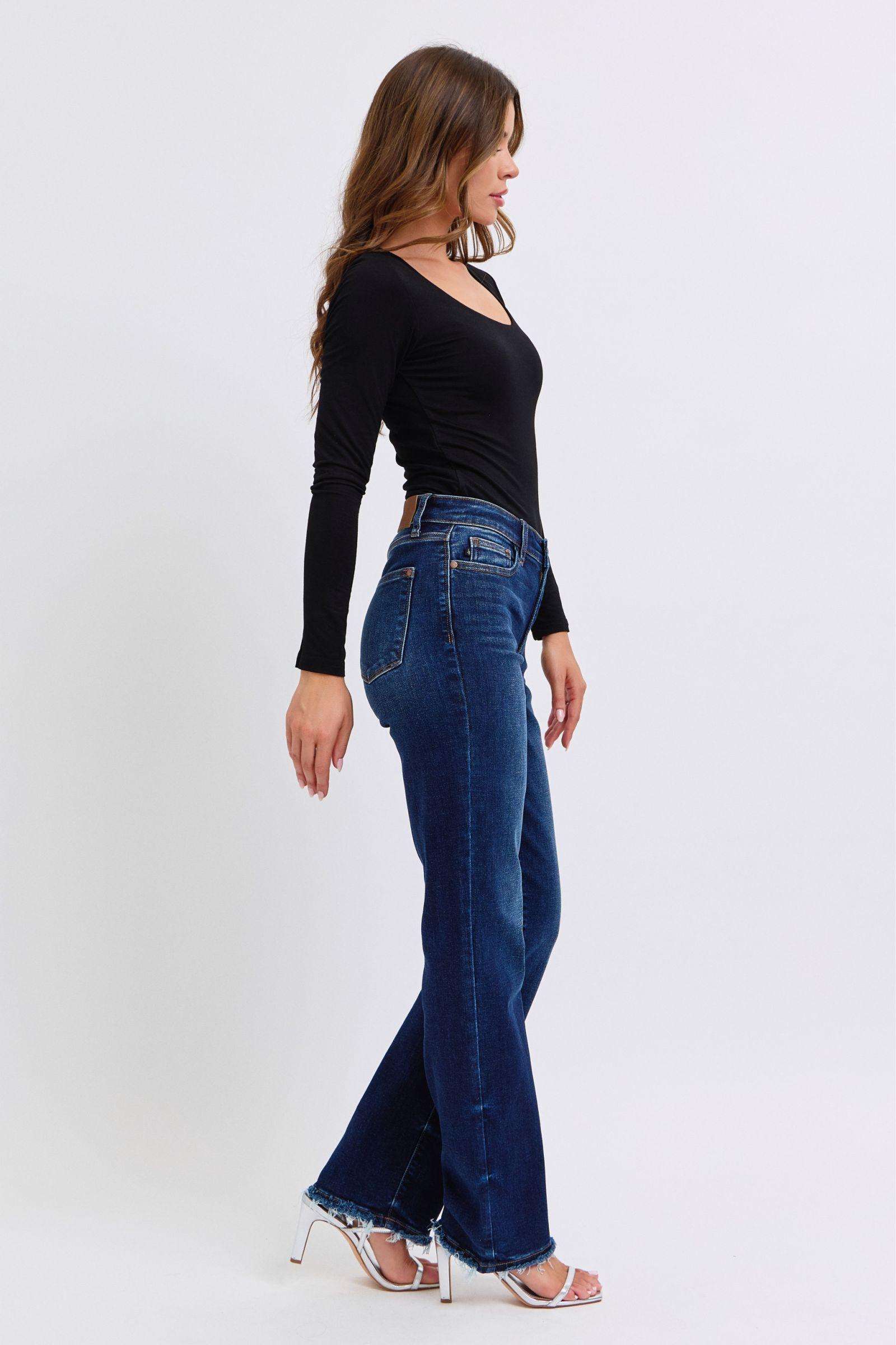 Rylan Hi-Rise Raw Hem Straight Leg Judy Blue Jeans - ONLINE EXCLUSIVE! Product Image
