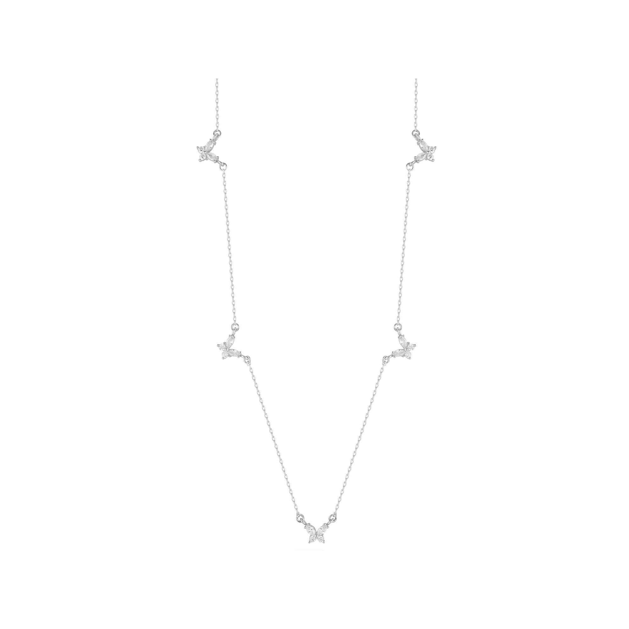 Sunkissed Sterling Silver Over Cubic Zirconia Butterfly Necklace, Women's, Size: 16", Silver Tone Product Image