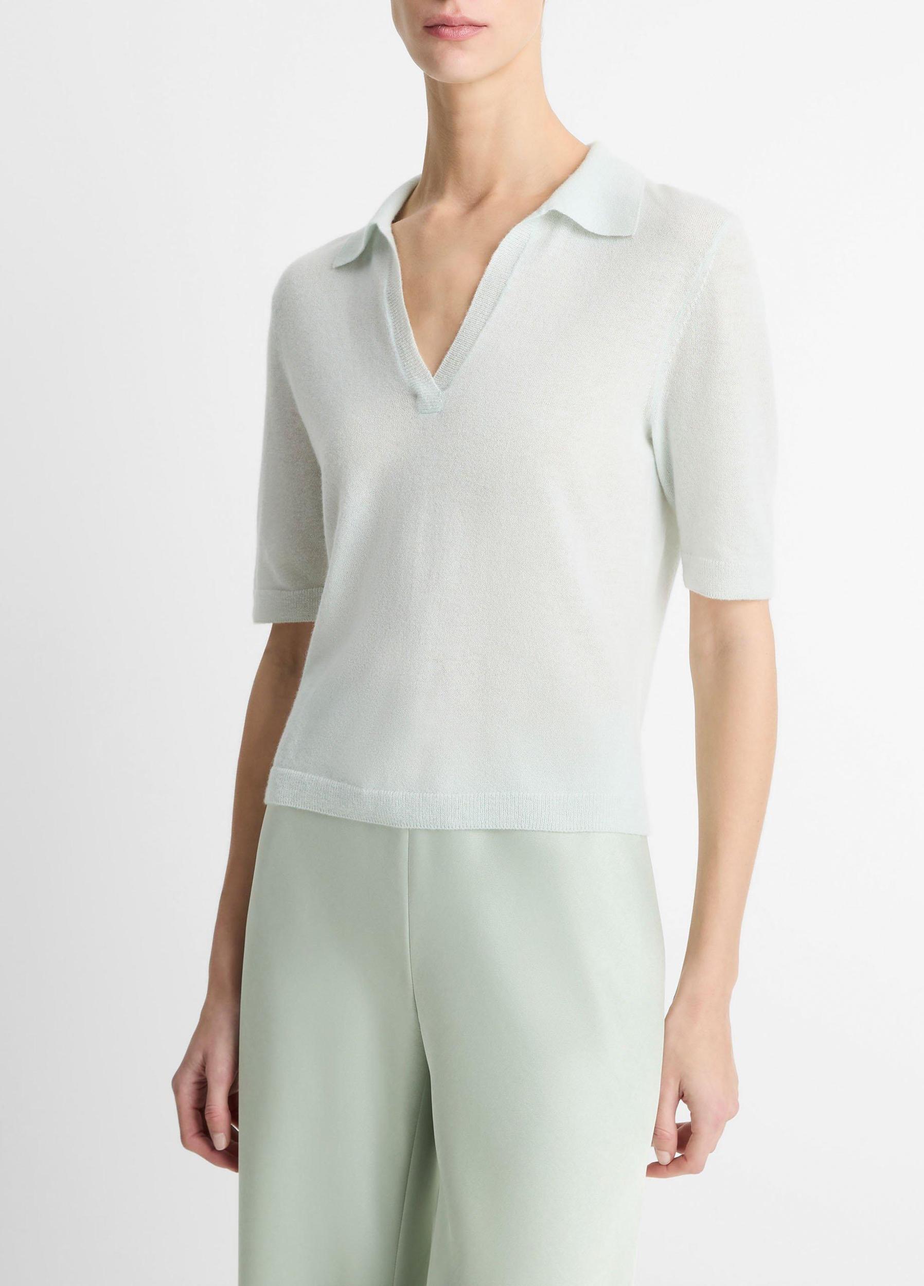 Cashmere-Silk Short-Sleeve Polo Sweater Product Image